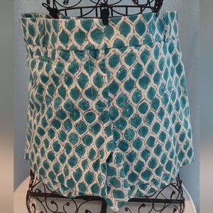 LOFT Teal and White Patterned Short